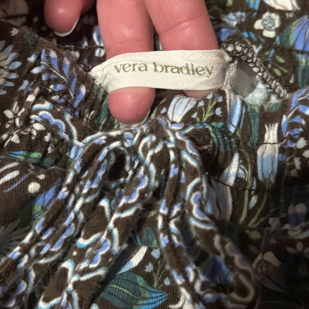 Vera Bradley Blue Floral Woodland Pajama Lounge Pants 100% Cotton Size Medium - Picture 6 of 11